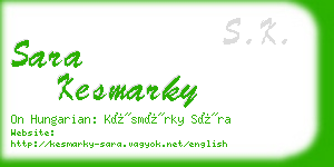 sara kesmarky business card